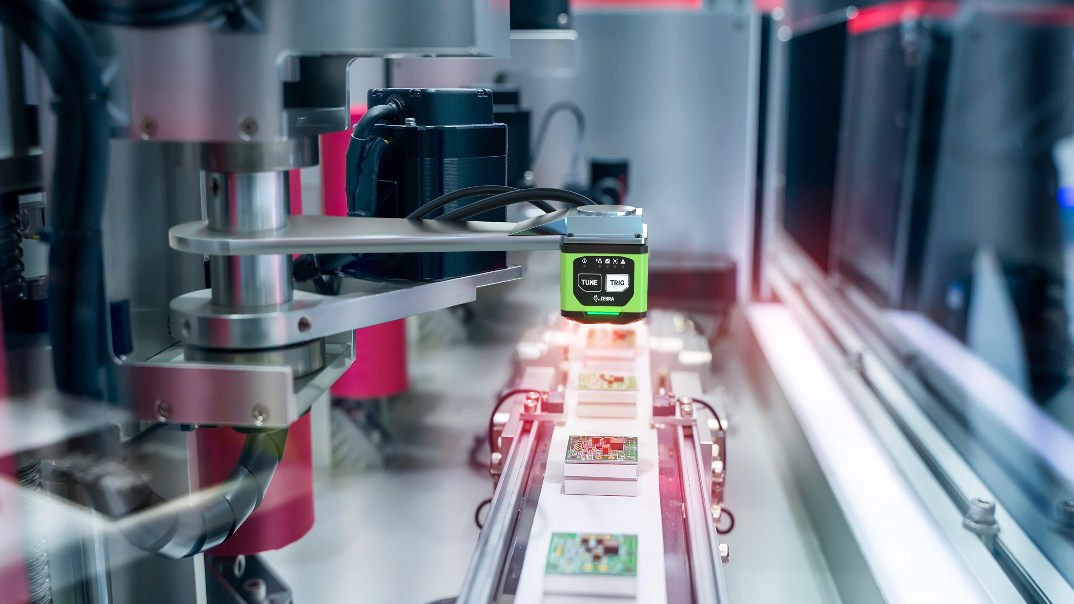 Machine Vision Camera imaging product on a conveyor belt.